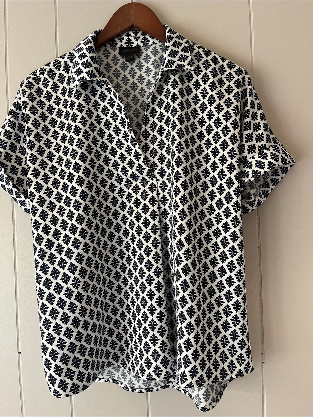 Black & White Geometric Button-Up Shirt
